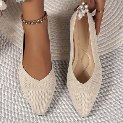 Casual Pointed Toe Knit Flats