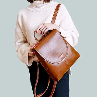 Women Backpack Cross Body Shoulder Messenger Bags Rucksack Genuine Leather Fashion Lady Laptop Book Bag Daypack Female Backpacks