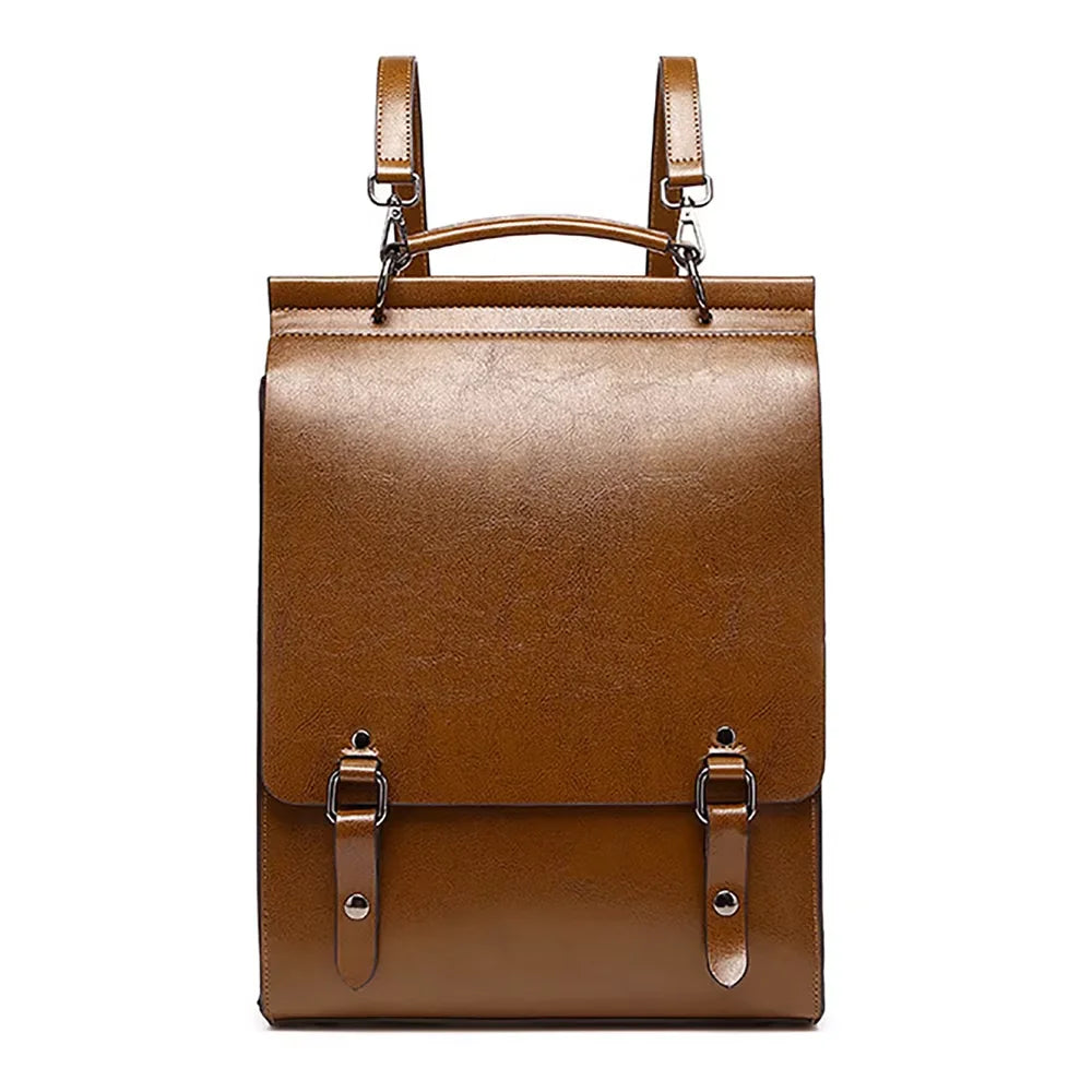 Genuine Leather Women Backpack Cross Body Bag Book School Bags Real Cowhide Lady Female Laptop Daypack Messenger Shoulder Bags