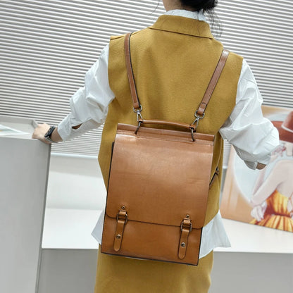Genuine Leather Women Backpack Cross Body Bag Book School Bags Real Cowhide Lady Female Laptop Daypack Messenger Shoulder Bags