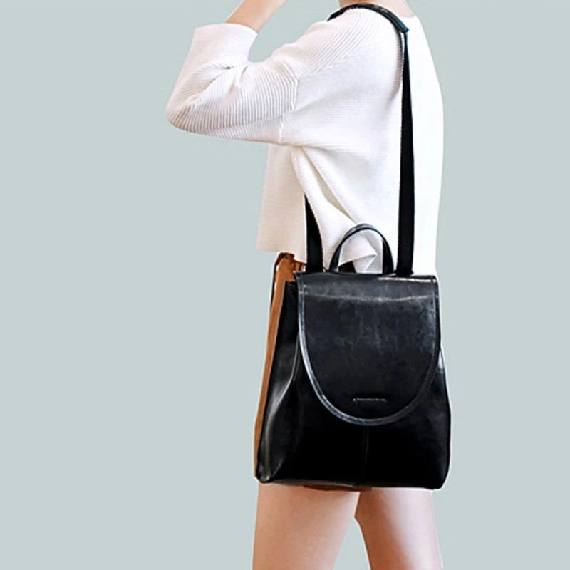 Women Backpack Cross Body Shoulder Messenger Bags Rucksack Genuine Leather Fashion Lady Laptop Book Bag Daypack Female Backpacks