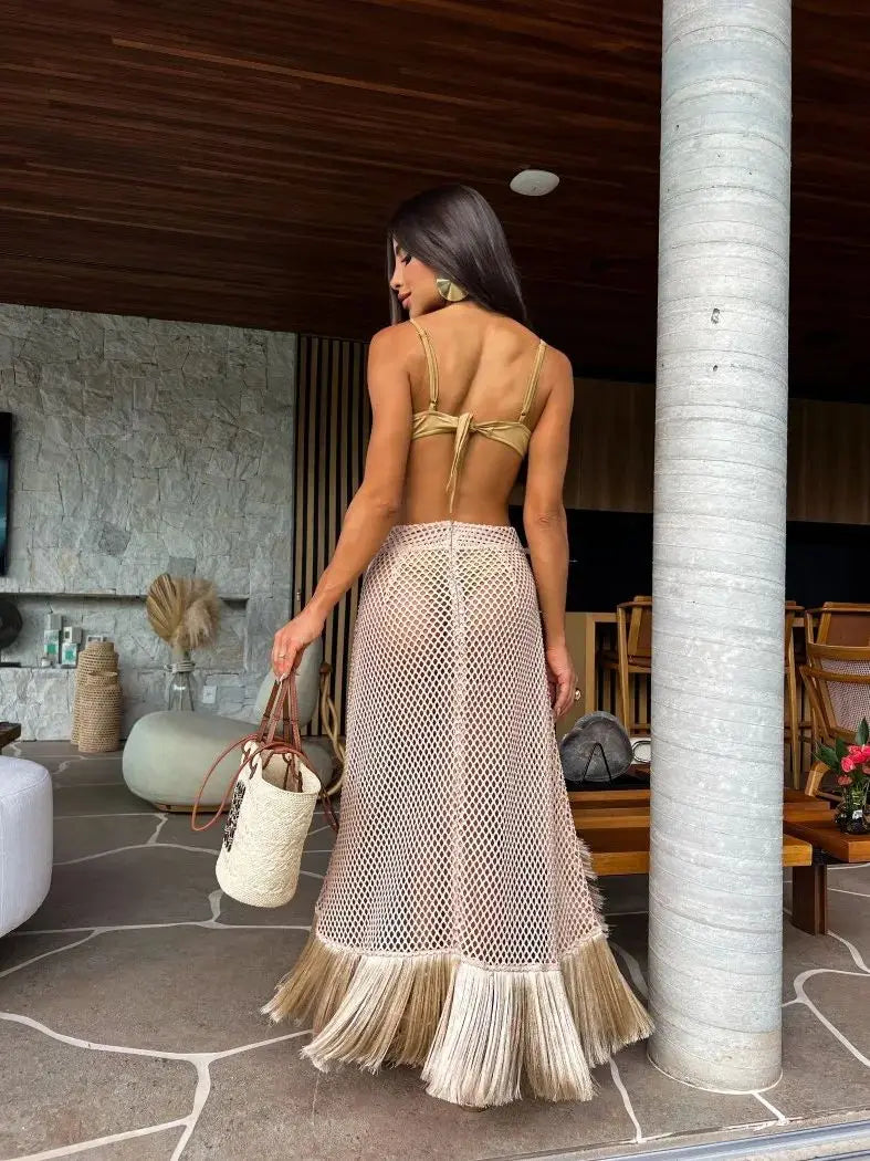 Sexy 3 Pcs Tassel Skirt Women Bikini and Skirt Underwire Swim Suit High Leg Bathing Suit Beach Vacation Casual Female Summer